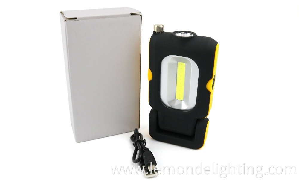 Foldable COB LED work light with USB port